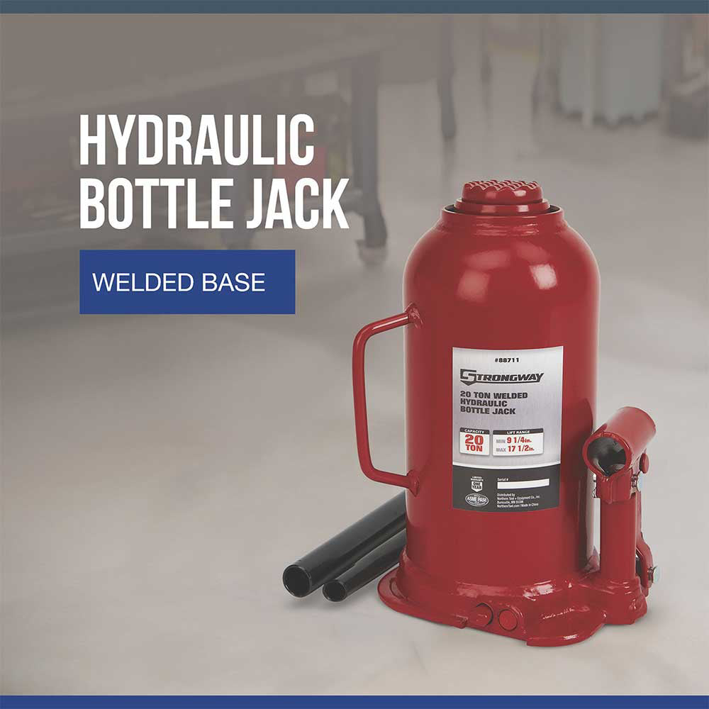 Strongway 20-Ton Hydraulic Bottle Jack with Welded Base 20-Ton Hydraulic Bottle Jack with Welded