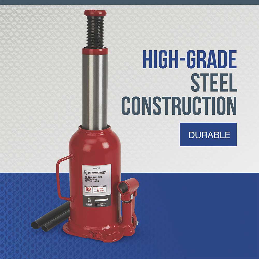 Strongway 20-Ton Hydraulic Bottle Jack with Welded Base 20-Ton Hydraulic Bottle Jack with Welded