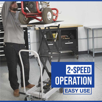 Strongway 2-Speed Hydraulic Rapid XT Lift Table Cart | 500-Lb. Capacity | 50-3/4-In. Lift Height