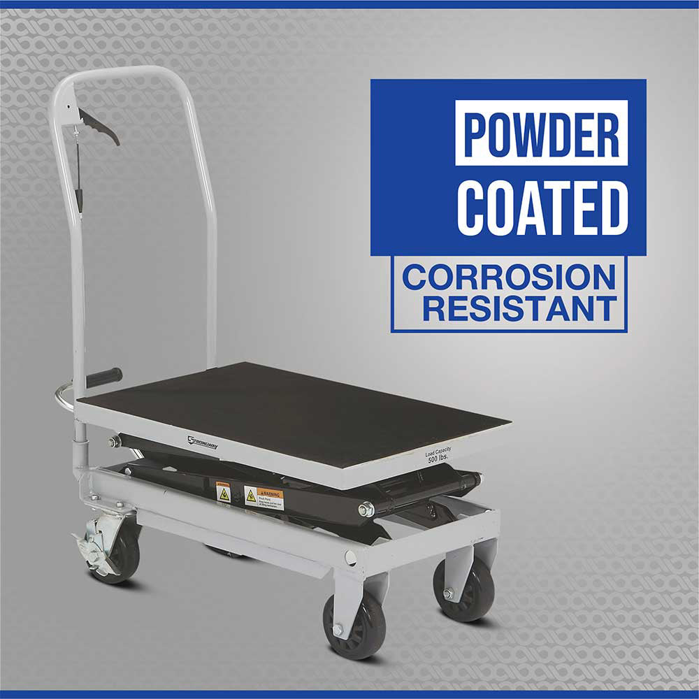 Strongway 2-Speed Hydraulic Rapid XT Lift Table Cart | 500-Lb. Capacity | 50-3/4-In. Lift Height