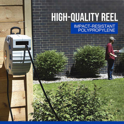 Strongway Retractable Garden Hose Reel | With 5/8 In. Dia x 80 Ft. Hose | Wall Mount