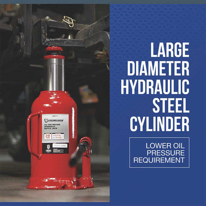 Strongway 20-Ton Hydraulic Bottle Jack with Welded Base 20-Ton Hydraulic Bottle Jack with Welded