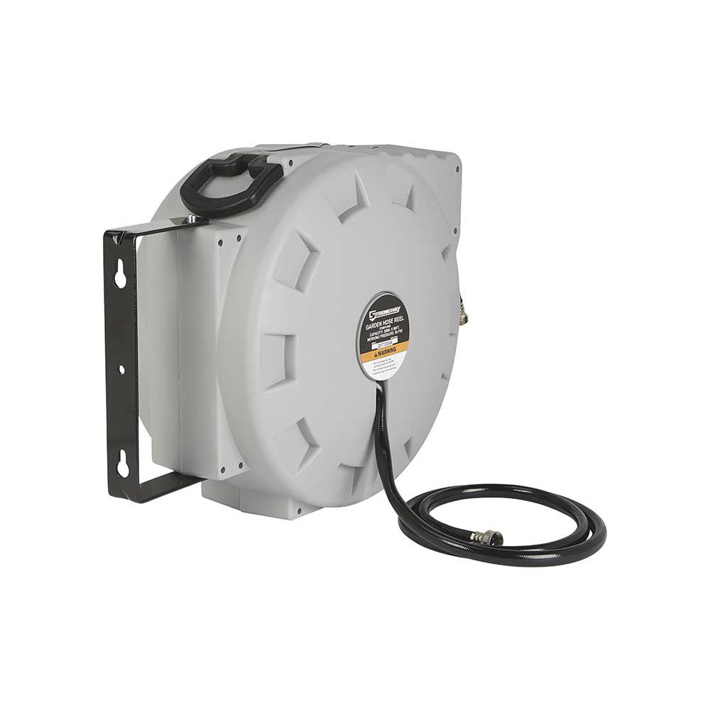Strongway Retractable Garden Hose Reel | With 5/8 In. Dia x 80 Ft. Hose | Wall Mount