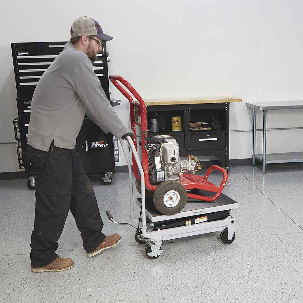 Strongway 2-Speed Hydraulic Rapid XT Lift Table Cart | 500-Lb. Capacity | 50-3/4-In. Lift Height