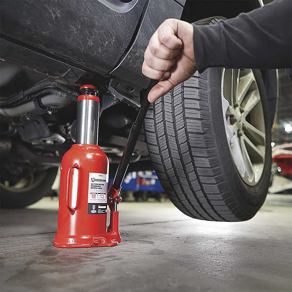 Strongway 20-Ton Hydraulic Bottle Jack with Welded Base 20-Ton Hydraulic Bottle Jack with Welded