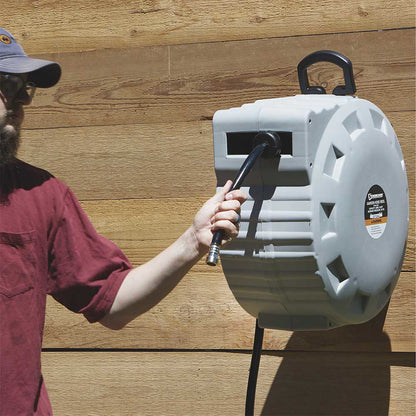 Strongway Retractable Garden Hose Reel | With 5/8 In. Dia x 80 Ft. Hose | Wall Mount
