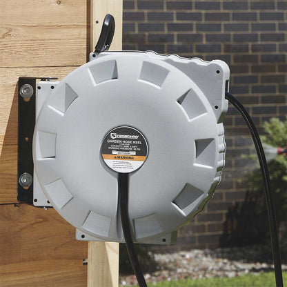 Strongway Retractable Garden Hose Reel | With 5/8 In. Dia x 80 Ft. Hose | Wall Mount