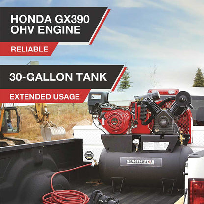 NorthStar Portable Air Compressor Horizontal | 30-Gallon | 24.4 CFM @ 90 PSI | GX390