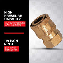 Northstar Brass Pressure Washer Quick Coupler | 5200 PSI | 6.0 GPM | 1/4-In. Npt-F