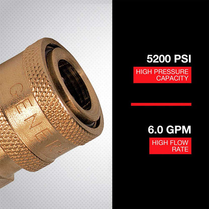 Northstar Brass Pressure Washer Quick Coupler | 5200 PSI | 6.0 GPM | 1/4-In. Npt-F