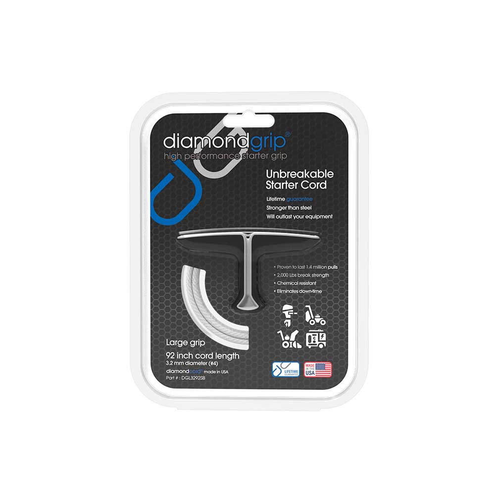 Large diamondgrip | 92-In. x 3.2mm diamondcord | Silver & Black