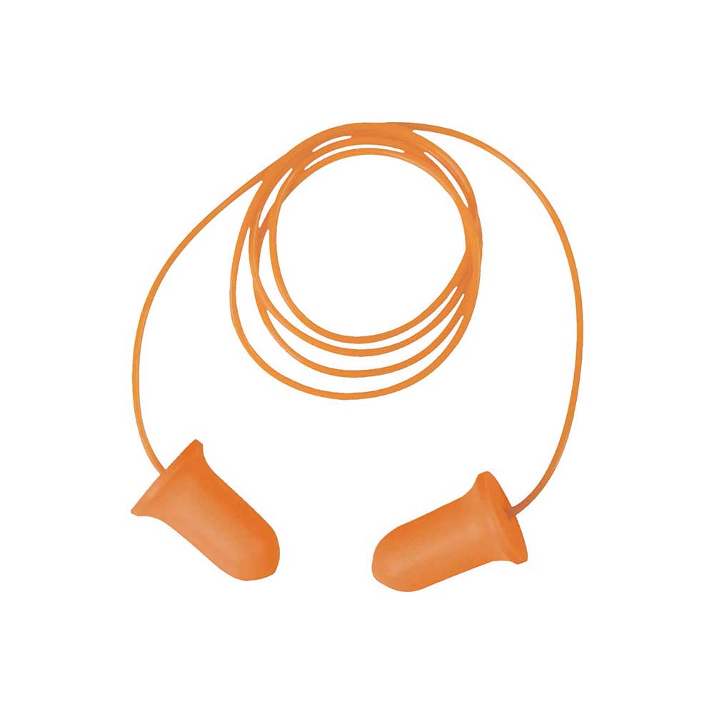 Delta Plus Corded Ear Plugs | 200 Pair Dispenser Box | Bell Shaped Hi-Viz Orange | ANSI S3.19 SNR 34 dB