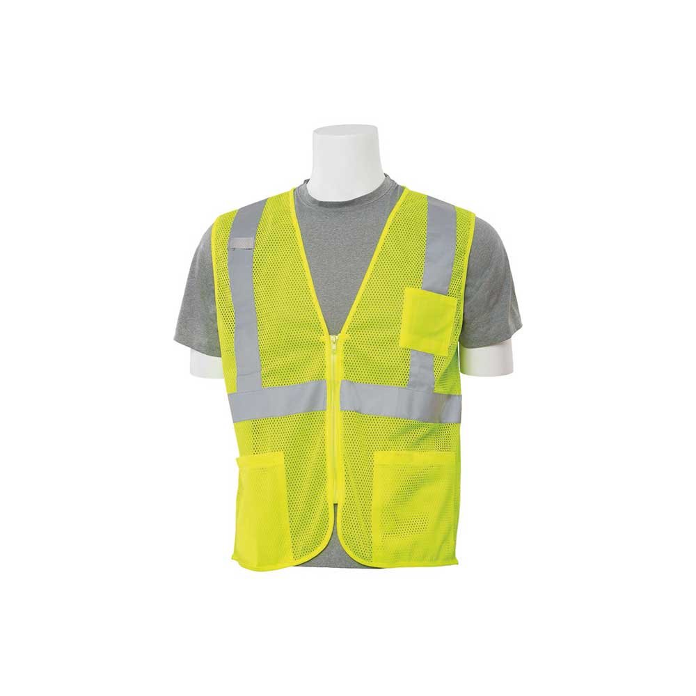 Delta Plus Safety Vest | Hi-Viz Lime | LG | Type R | Class 2 Economy Mesh Zip Front With Pockets