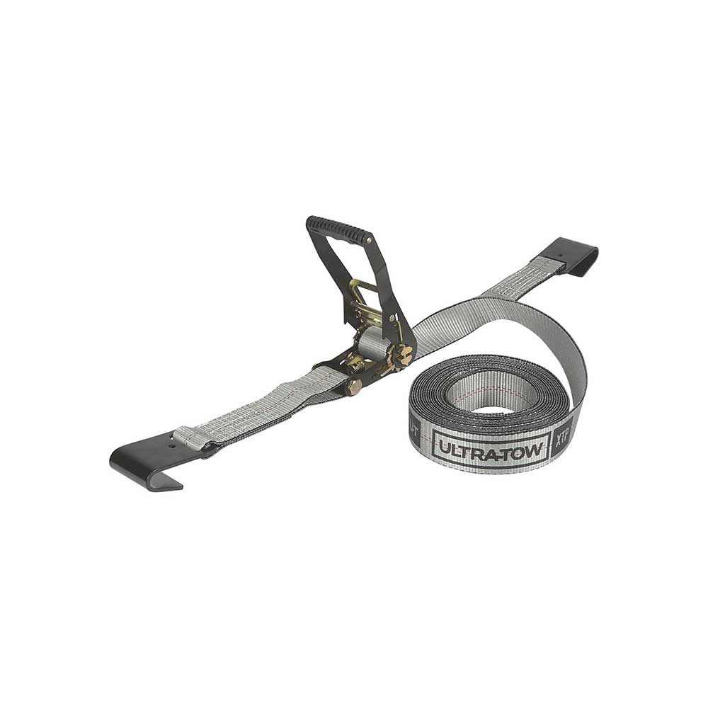 Ultra-Tow Ratchet Strap F-Hook | 2-In. x 27-Ft. | 3,300-Lb. - 10,000-Lb. | Gray
