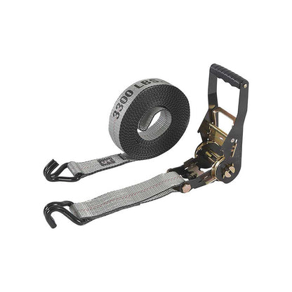 Ultra-Tow Auto Self-Tension Ratchet Strap J-Hook | 2-In. x 27-Ft. | 3,300-Lb. - 10,000-Lb. | Gray