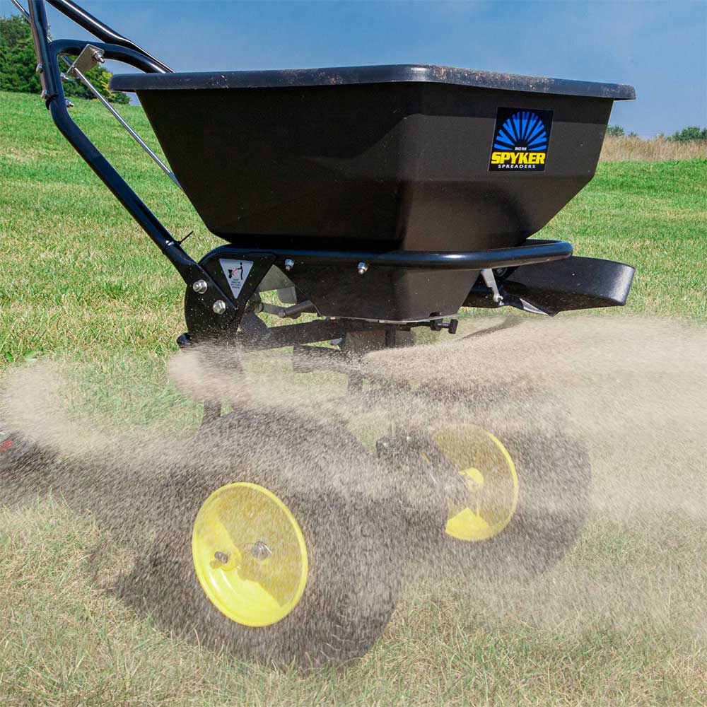Spyker Commercial Push Spreader | Powder Coated | 13-In. Wheel | 50-Lb. Capacity