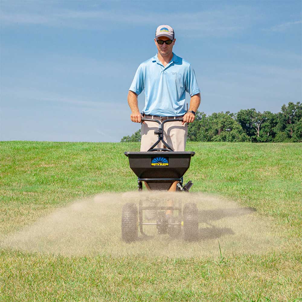 Spyker Commercial Push Spreader | Powder Coated | 13-In. Wheel | 50-Lb. Capacity