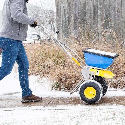 Spyker Commercial Push Spreader | ICE | Stainless Steel | 13-In. Wheel | 50-Lb. Capacity