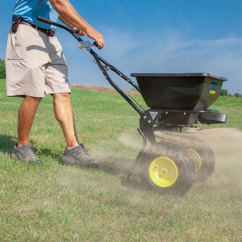 Spyker Commercial Push Spreader | Powder Coated | 13-In. Wheel | 50-Lb. Capacity