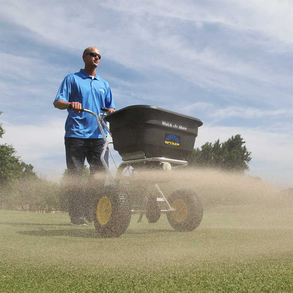 Commercial Push Spreader | Mulch & More | Stainless Steel |120 lbs. Capacity