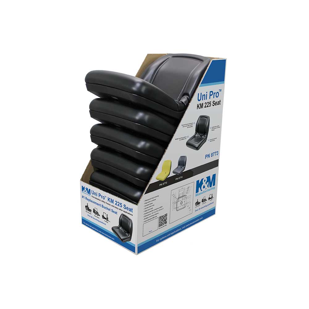 Uni Pro 225 Bucket Seat Display Box | 1 Display Stand & 5 Black Vinyl Seats