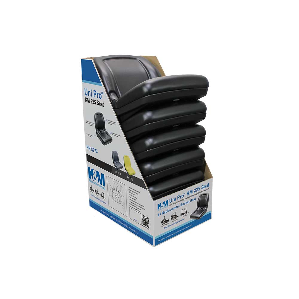 Uni Pro 225 Bucket Seat Display Box | 1 Display Stand & 5 Black Vinyl Seats