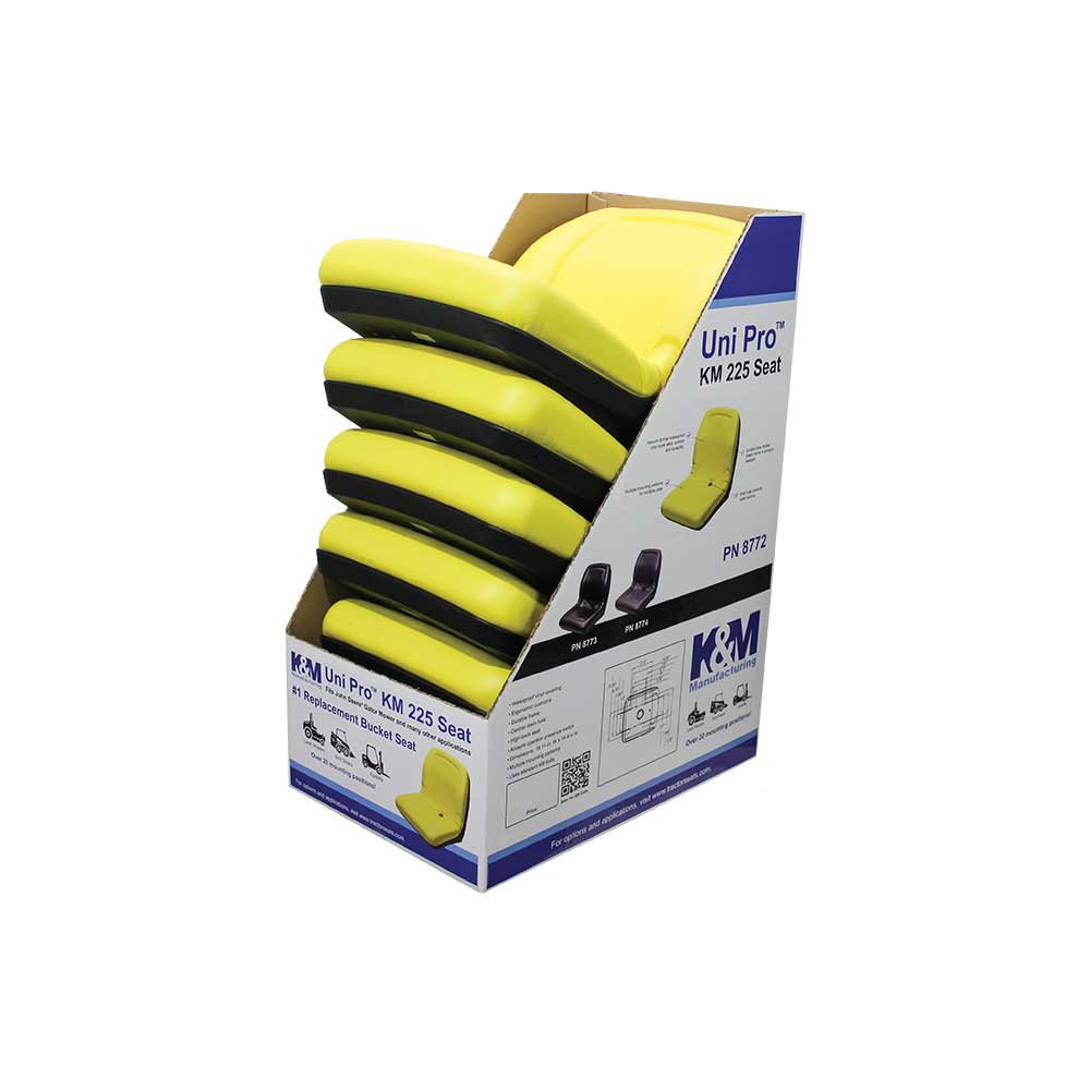 Uni Pro 225 Bucket Seat Display Box | 1 Display Stand & 5 Seats | Yellow Vinyl