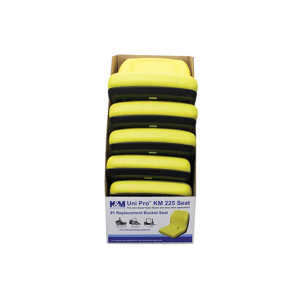 Uni Pro 225 Bucket Seat Display Box | 1 Display Stand & 5 Seats | Yellow Vinyl