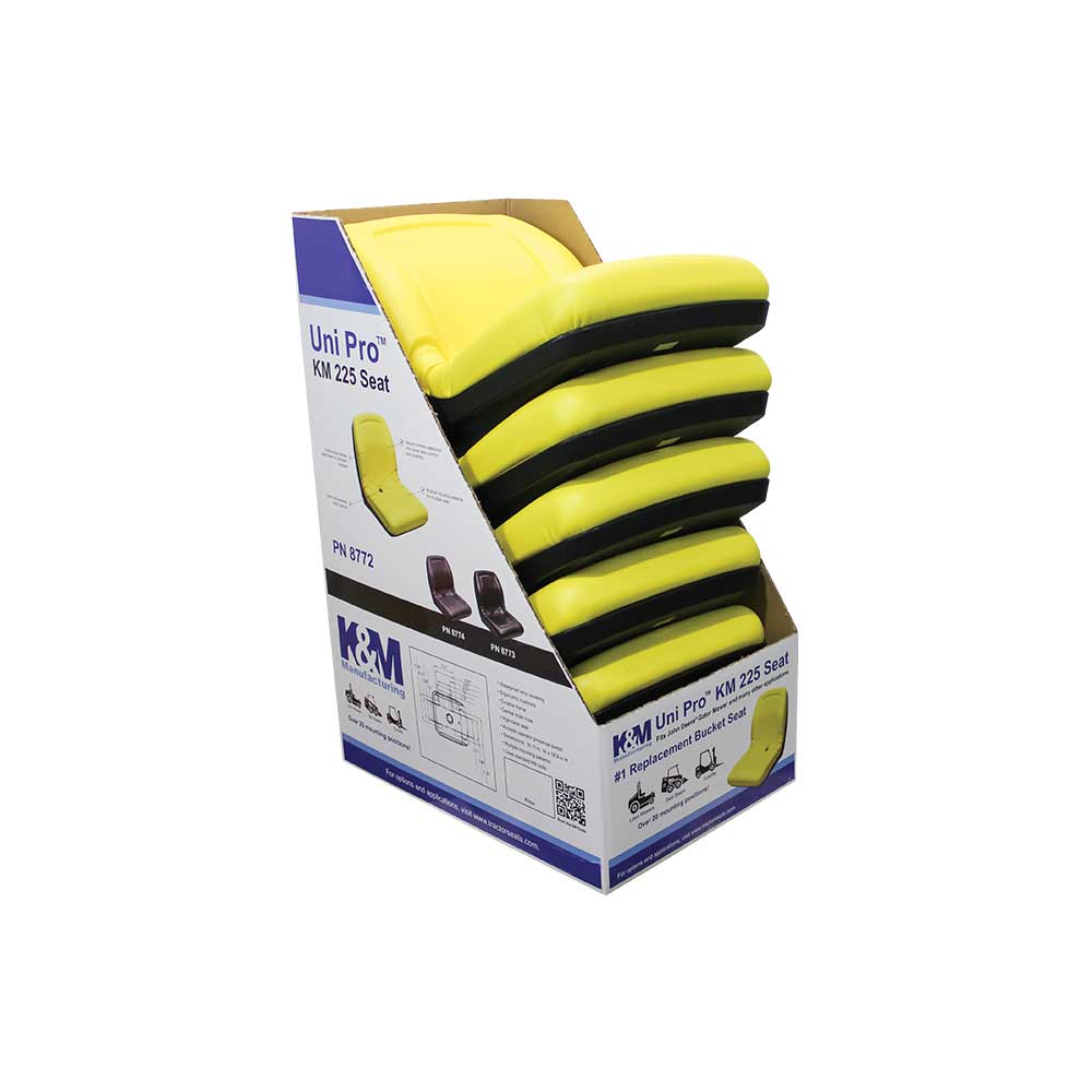 Uni Pro 225 Bucket Seat Display Box | 1 Display Stand & 5 Seats | Yellow Vinyl