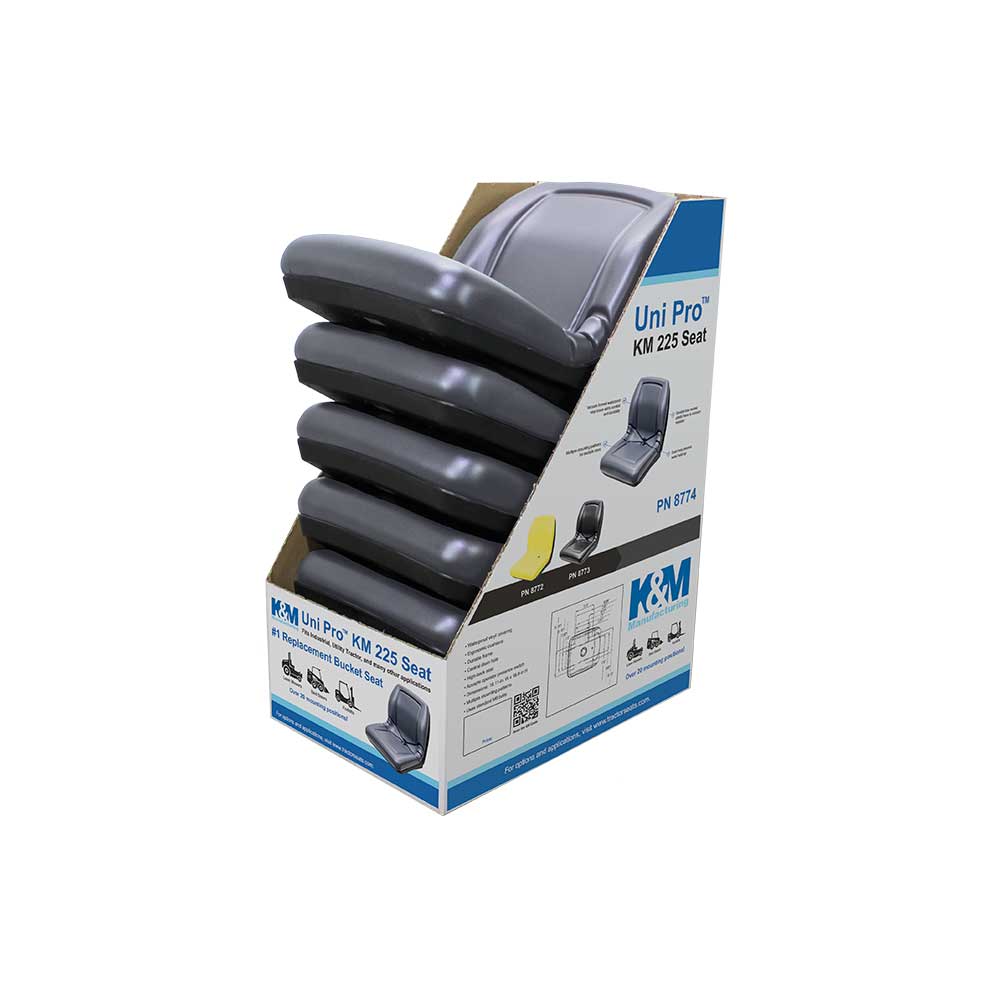 Uni Pro 225 Bucket Seat Display Box | 1 Display Stand & 5 Seats | Gray Vinyl