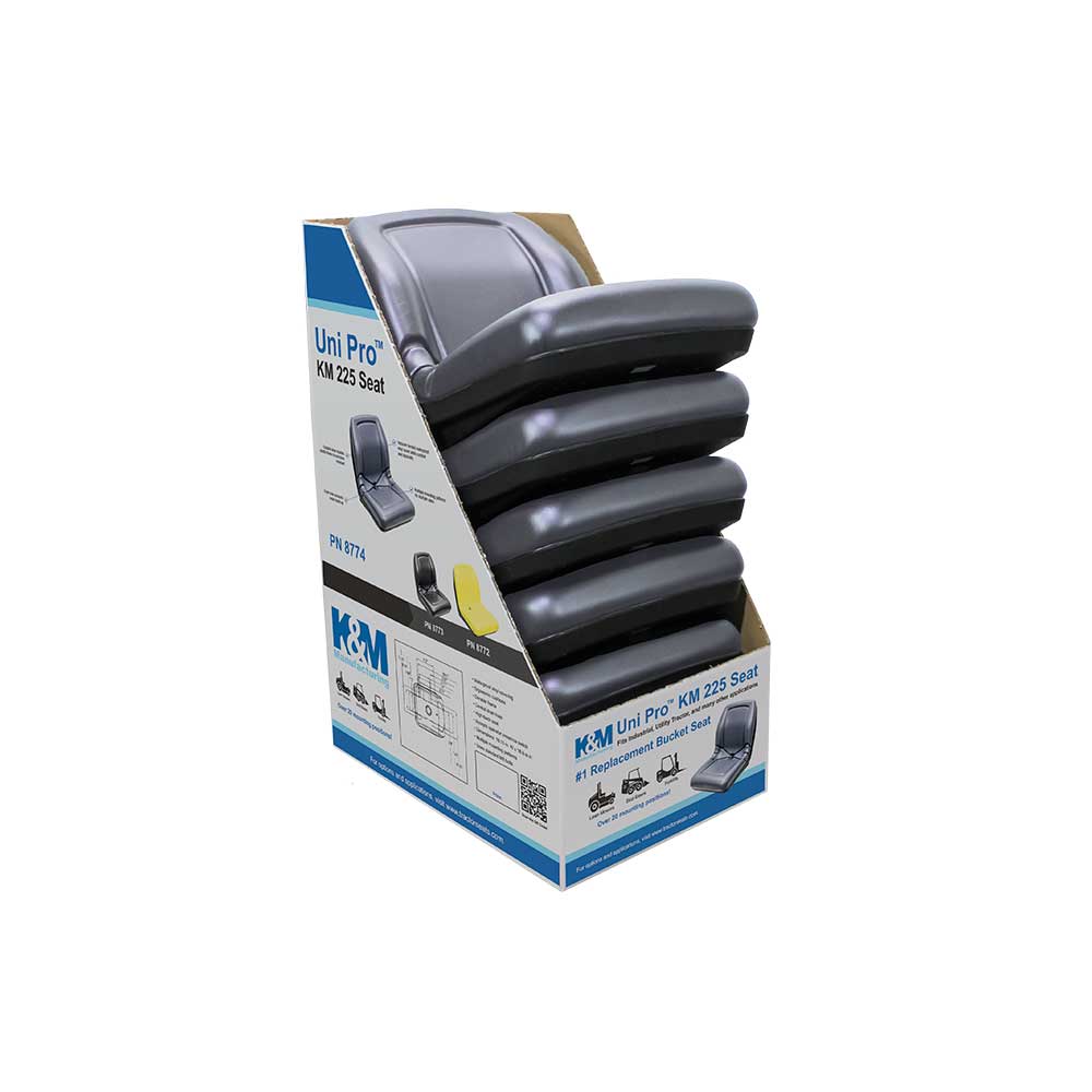 Uni Pro 225 Bucket Seat Display Box | 1 Display Stand & 5 Seats | Gray Vinyl