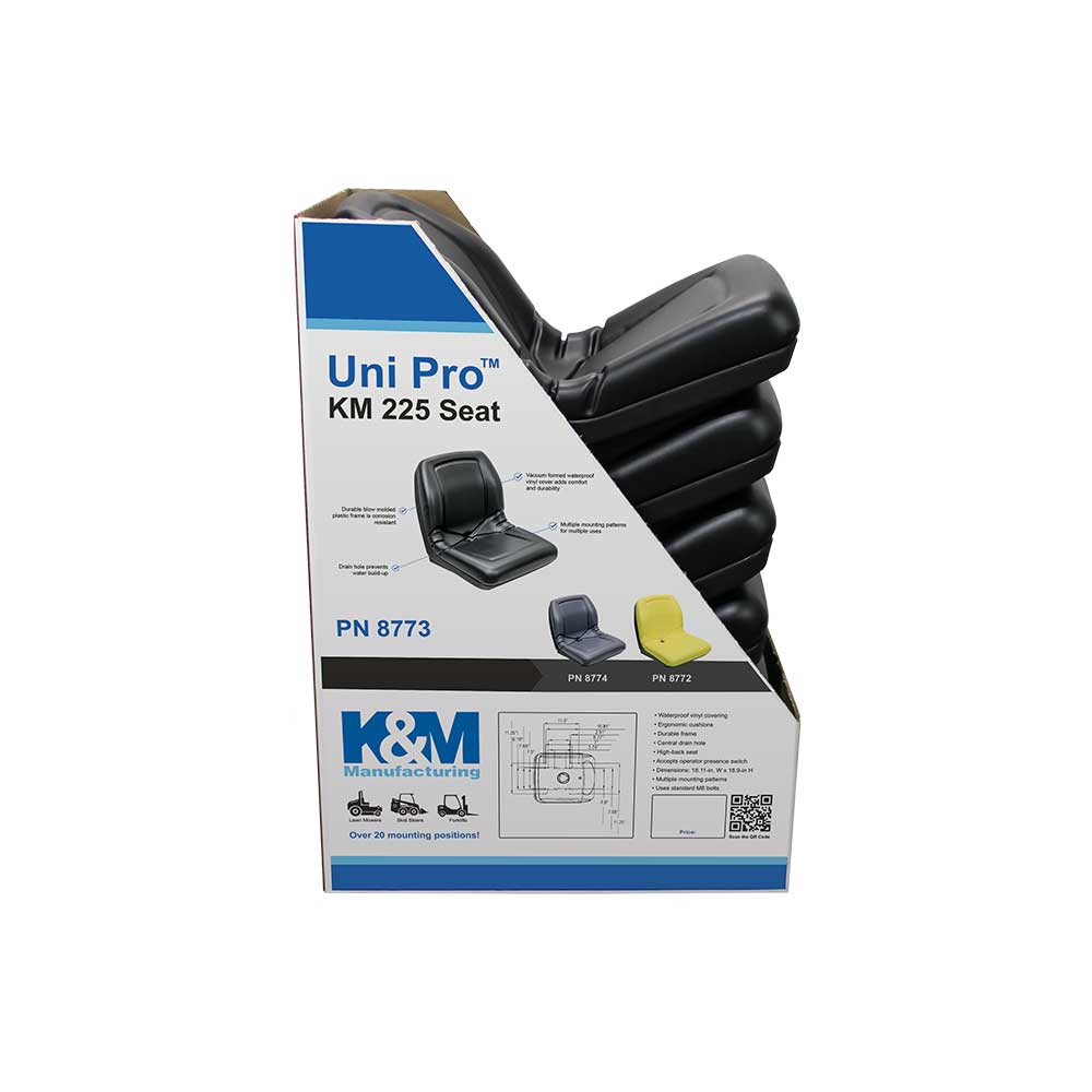 Uni Pro 225 Bucket Seat Display Box | 1 Display Stand & 5 Black Vinyl Seats