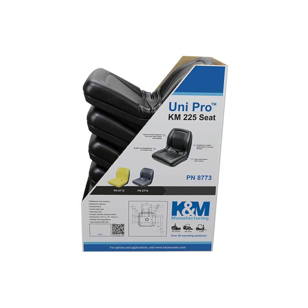 Uni Pro 225 Bucket Seat Display Box | 1 Display Stand & 5 Black Vinyl Seats