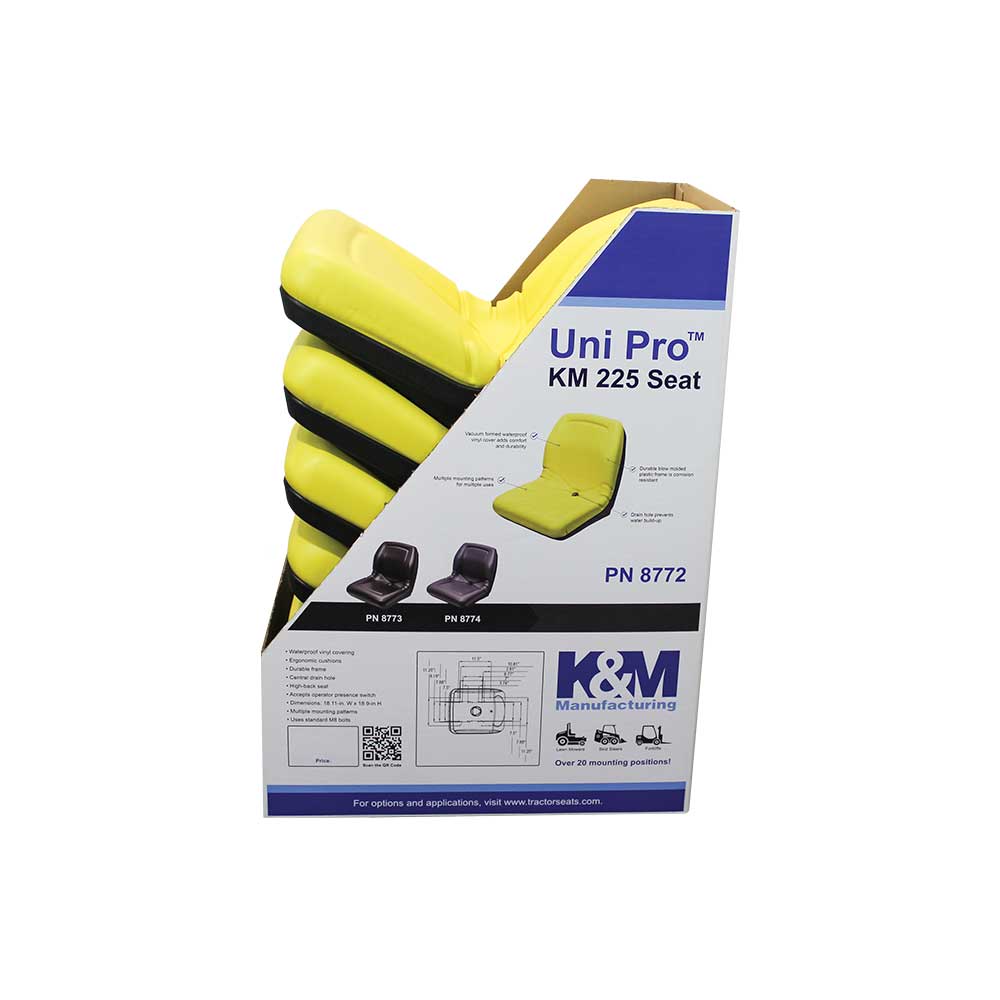 Uni Pro 225 Bucket Seat Display Box | 1 Display Stand & 5 Seats | Yellow Vinyl