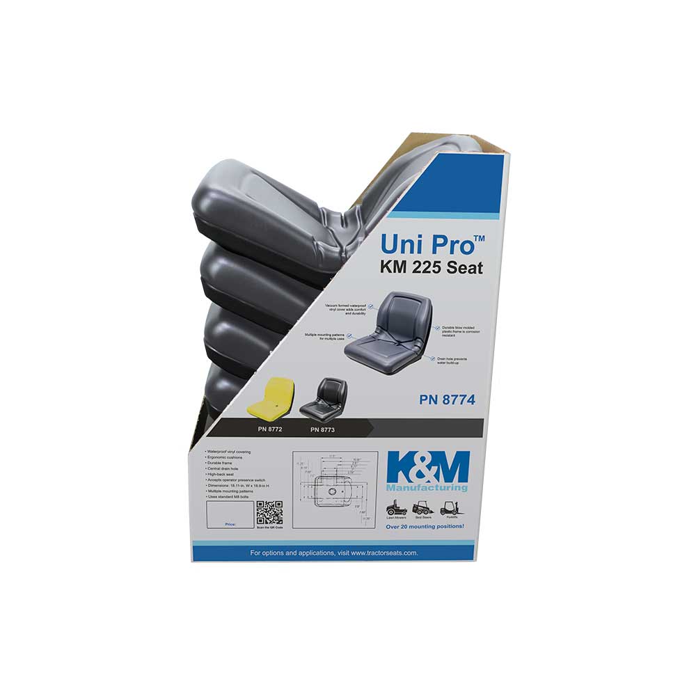 Uni Pro 225 Bucket Seat Display Box | 1 Display Stand & 5 Seats | Gray Vinyl