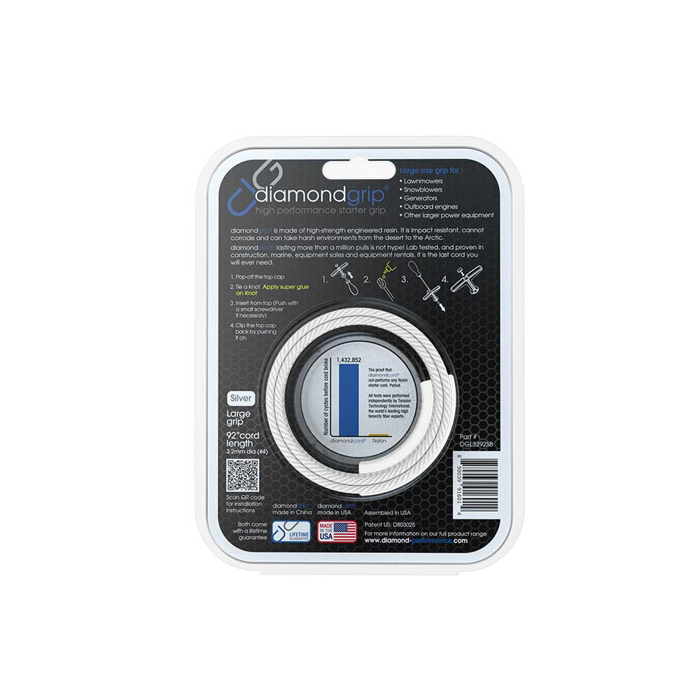 Large diamondgrip | 92-In. 3.2mm Cord | Silver and Black | Case of 8