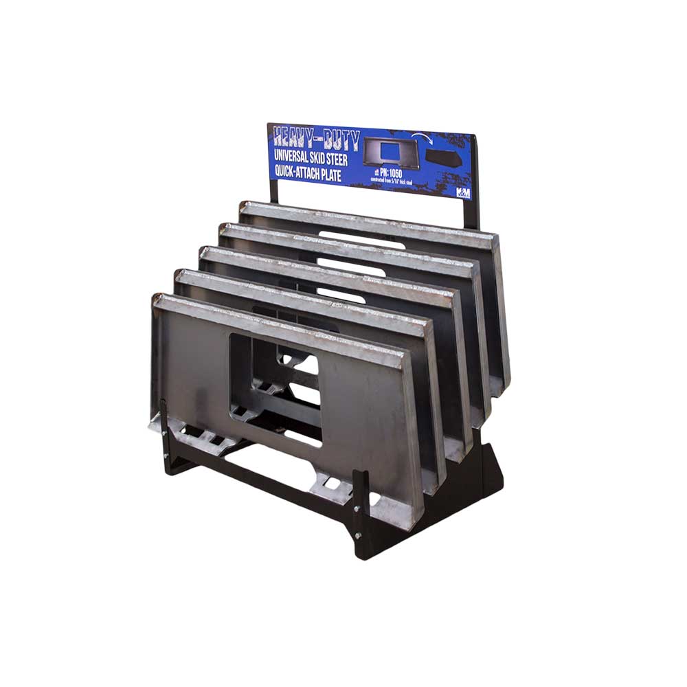 K&M Mfg Universal Skid Steer Loader Plate Display | 1 Stand | Purchase 5 Plates Separately