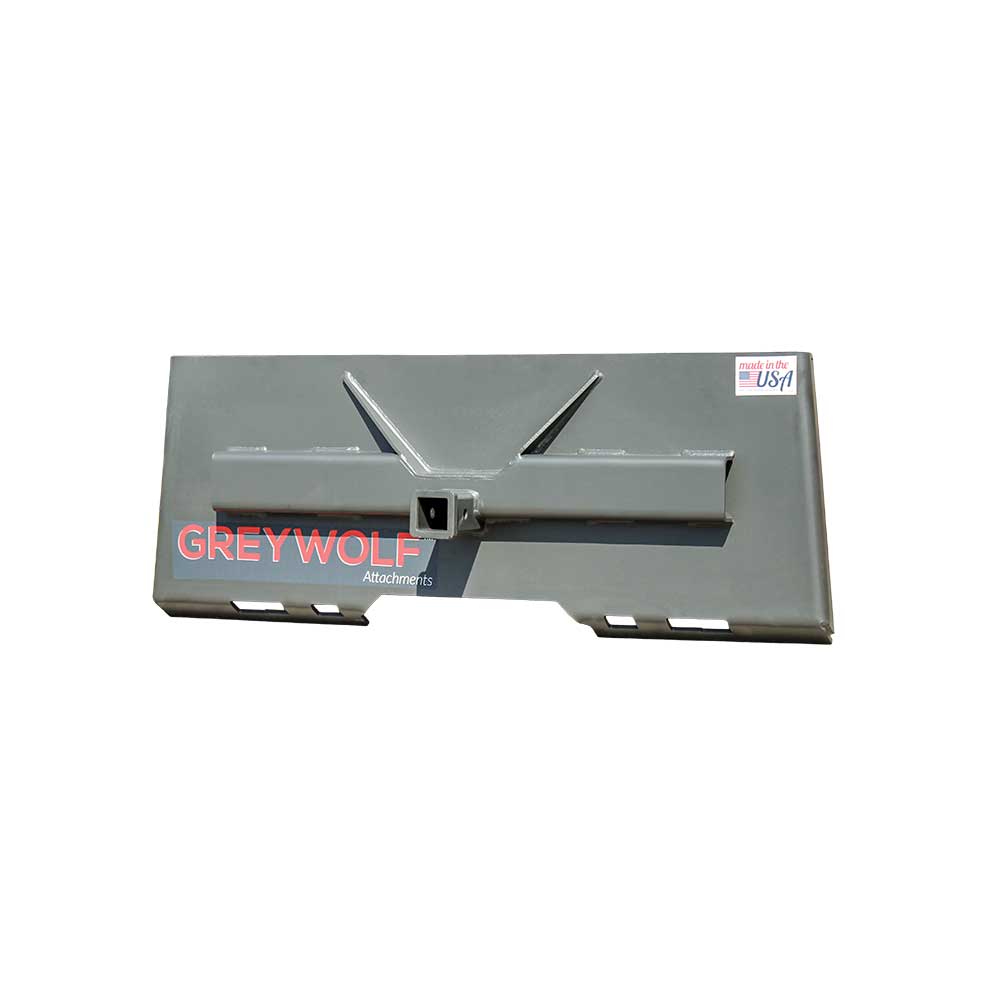 GREYWOLF 2-In. Receiver Hitch Plate Attachment for Skid Steer Loaders | Gray Powder Coat