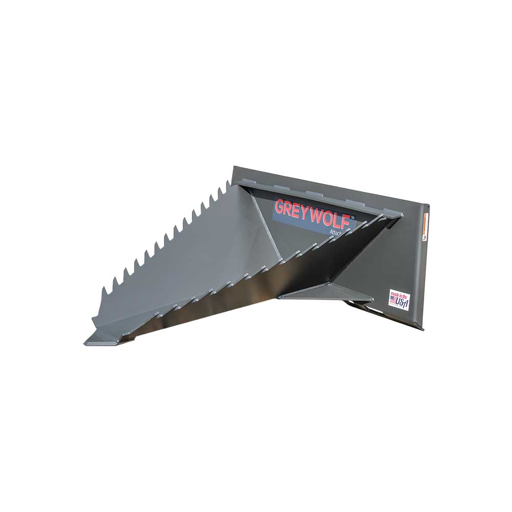 GREYWOLF Stump Bucket Attachment for Skid Steer Loaders | Gray Powder Coat