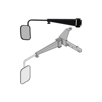 K&M Mfg Mirror Kit for John Deere Sound-Gard Series Tractors | LH or RH | Black Powder Coat