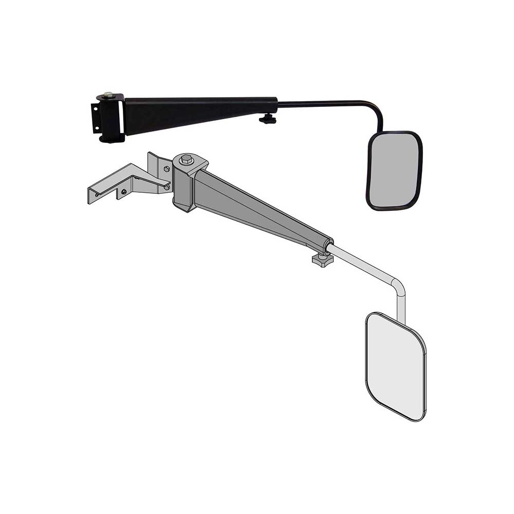 K&M Mfg Mirror Kit for Case IH 71-72 Series Magnum Tractors | Right-Hand | Black Powder Coat