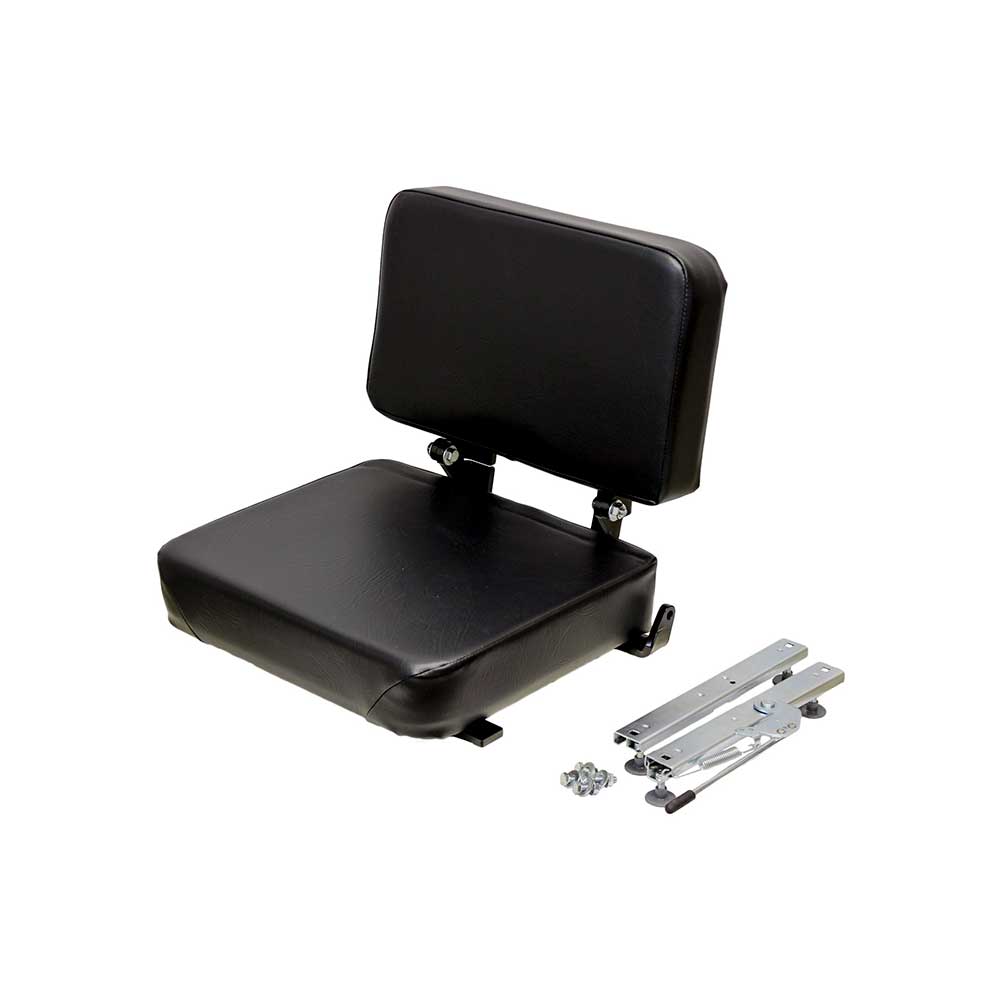 Uni Pro Universal Forklift Seat Top Assembly | With Unattached Slide Rails | Black Vinyl