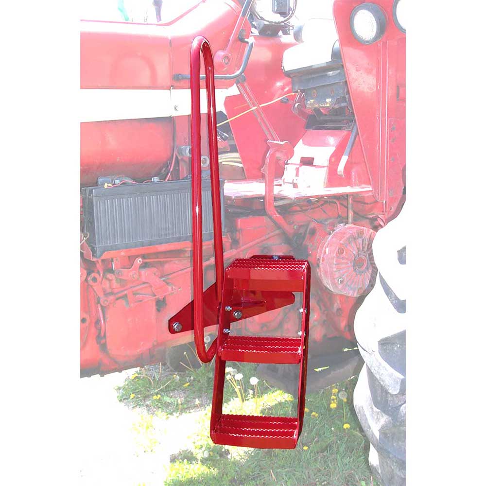 K&M Mfg Step Kit for International Harvester 06-66 Series Tractors | No Cab | 3-Step Unit | LH | Red