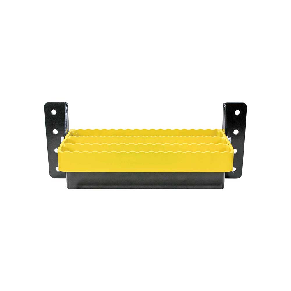 K&M Mfg Universal Flip-Up Tractor Step | Yellow/Black Powder Coat Finish