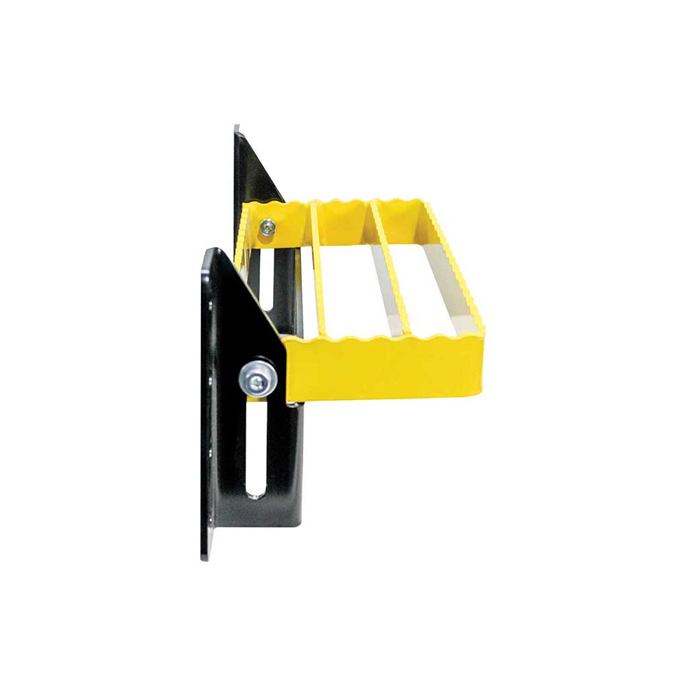 K&M Mfg Universal Flip-Up Tractor Step | Yellow/Black Powder Coat Finish