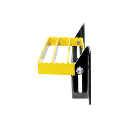 K&M Mfg Universal Flip-Up Tractor Step | Yellow/Black Powder Coat Finish