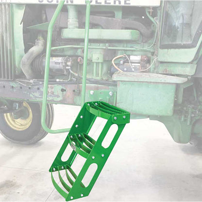 K&M Mfg Step Kit for John Deere Regular Series Tractors | 3-Step Unit | Bolt-On Design | LH | Green