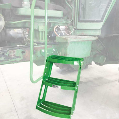 K&M Mfg Step Kit for John Deere Regular Series Tractors | 3-Step Unit | Bolt-On Design | LH | Green