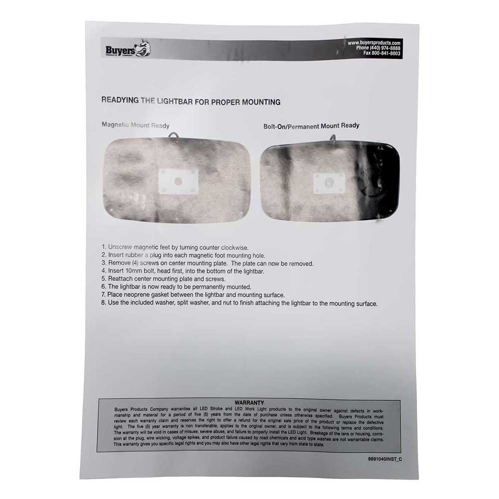Buyers | LED 360-Degree Multi-Function Amber Warning Light Bar | 11 In.