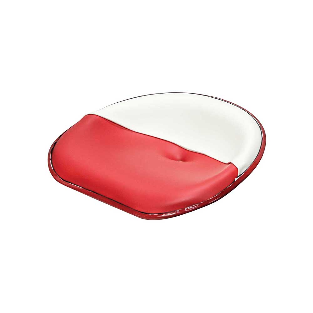 Uni Pro International Harvester HM Pan Seat | 4-Bolt Mount Pattern & Brass Ring | Red & White Vinyl